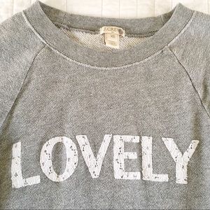 J. Crew Lace Lettered “Lovely” Sweatshirt - XS